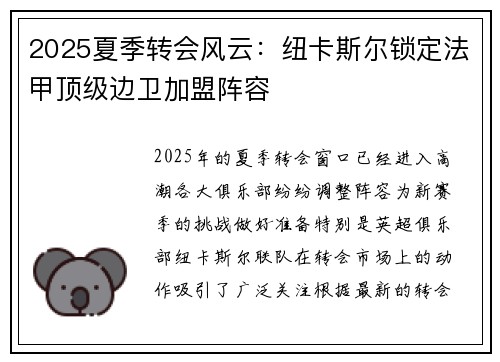 2025夏季转会风云：纽卡斯尔锁定法甲顶级边卫加盟阵容